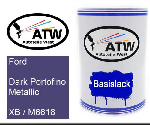 Ford, Dark Portofino Metallic, XB / M6618: 500ml Lackdose, von ATW Autoteile West.